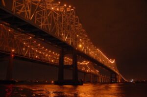 Mississippi River Bridge at night, Night Photography