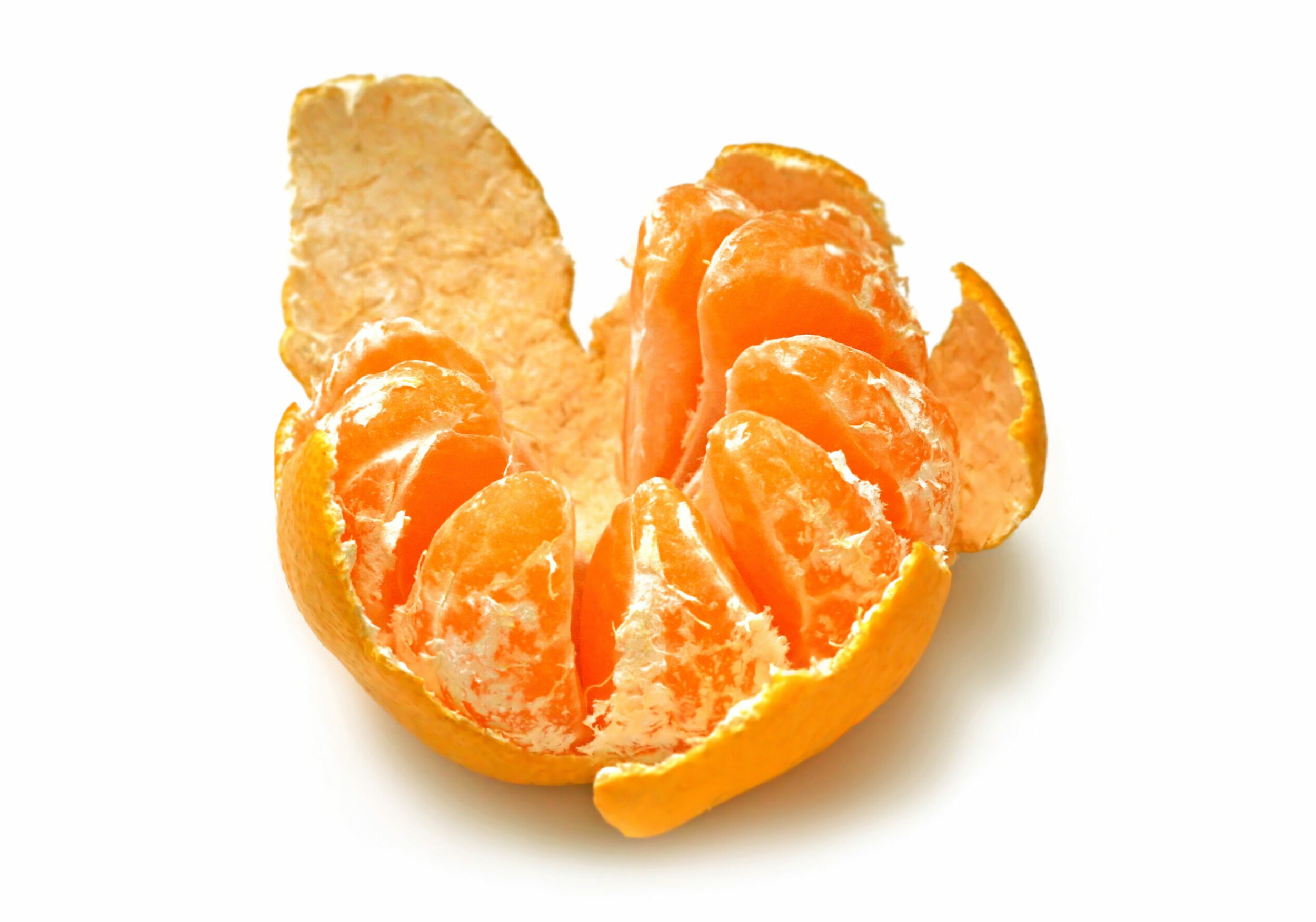 close-up of tasty mandarin (tangerine) isolated on white